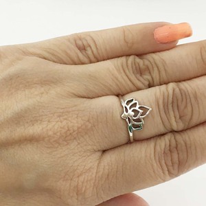 Unisex 925 Sterling Silver Trendy Lotus Style Ring Handmade with <b>Unique</b> Bezel Setting <b>for</b> Weddings Parties or Anniversaries - Product Image 5