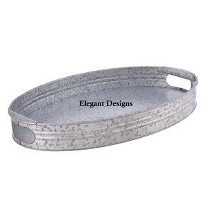 Bandeja de servicio galvanizada hecha a mano de diseñador superventas, plato de forma ovalada ecológico, plato de servicio hecho a mano de alta calidad - Product Image 3