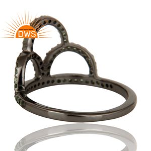 Tsavorite-Anillo de plata de primera ley y Gema para mujer, sortija, plata esterlina 925, GEMA, color negro, rodio plateado - Product Image 4