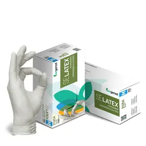 使い捨てラテックス使い捨て粉末手袋クリニック病院検査用-非滅菌-ナチュラルホワイトカラー