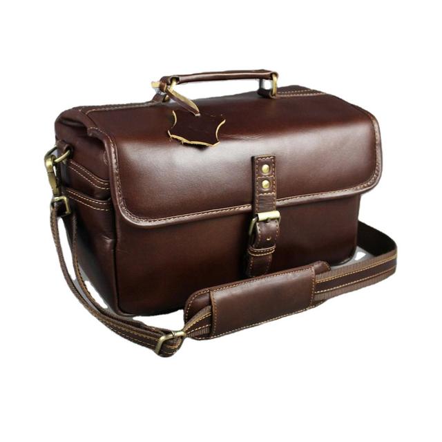 Tiding Vintage Style Genuine Leather Waterproof Camera Messenger Bag with Cover Closure VCP-0031