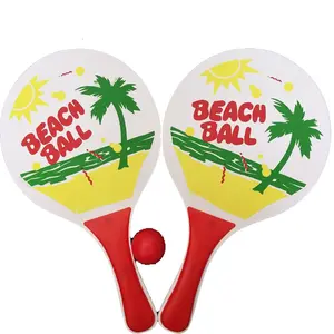 Customized Your Own Design Wooden Beach Paddle Racket with Ball and Net Beach Bat for Promotion