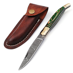 Custom Hand Forged Pocket Knife Hand Made Damascus Folding Knife with Leather Sheath Cover (smk1696) - Product Image 1