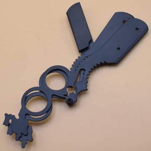 Rasoir professionnel à lame droite en acier inoxydable, finition noire mate, rasoir pour hommes, outil de rasage antique Obexa - Product Image 2