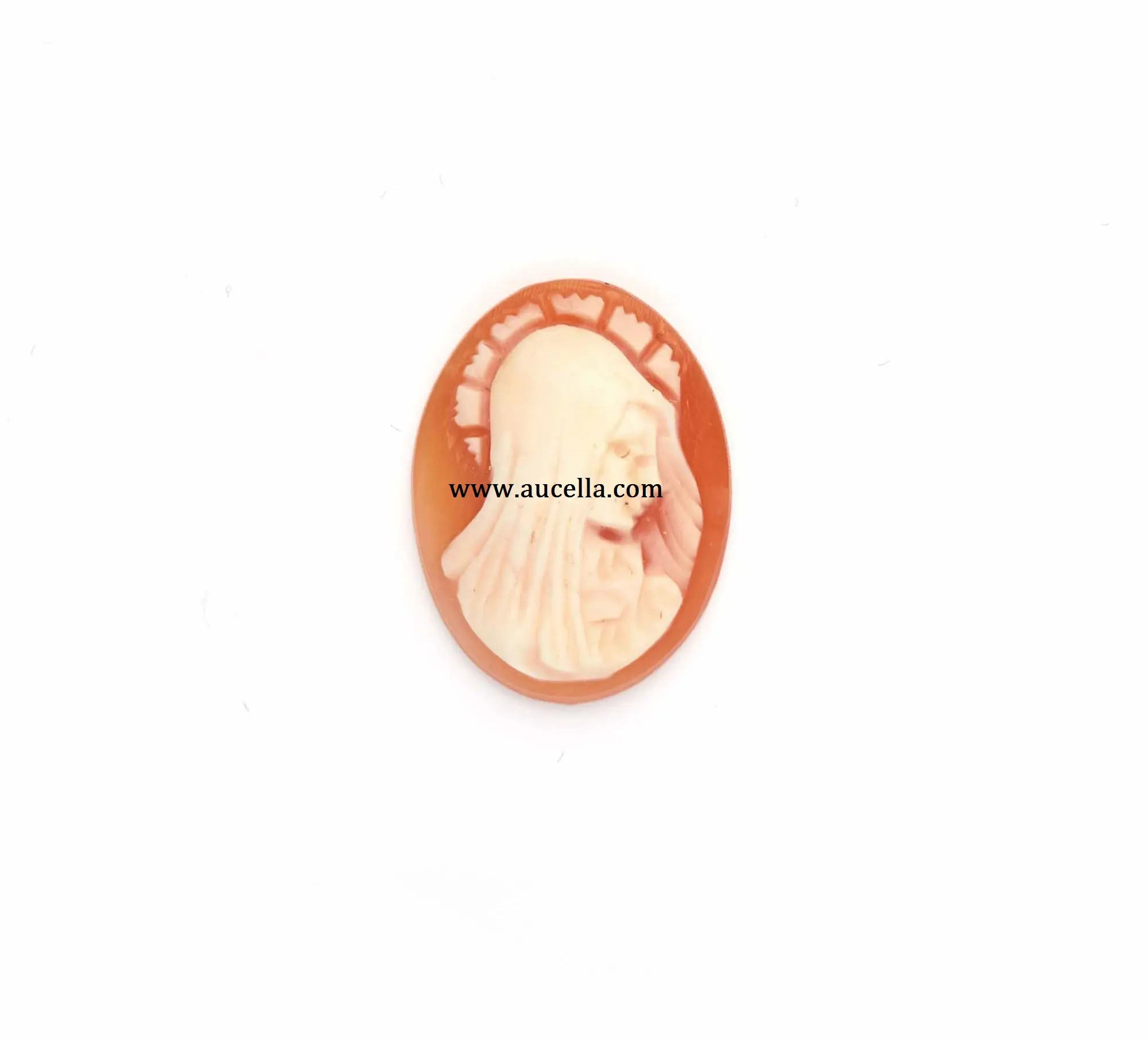 Bentuk Oval Cornelian Cameo Ukiran Suci Wajah Maria Buatan Tangan