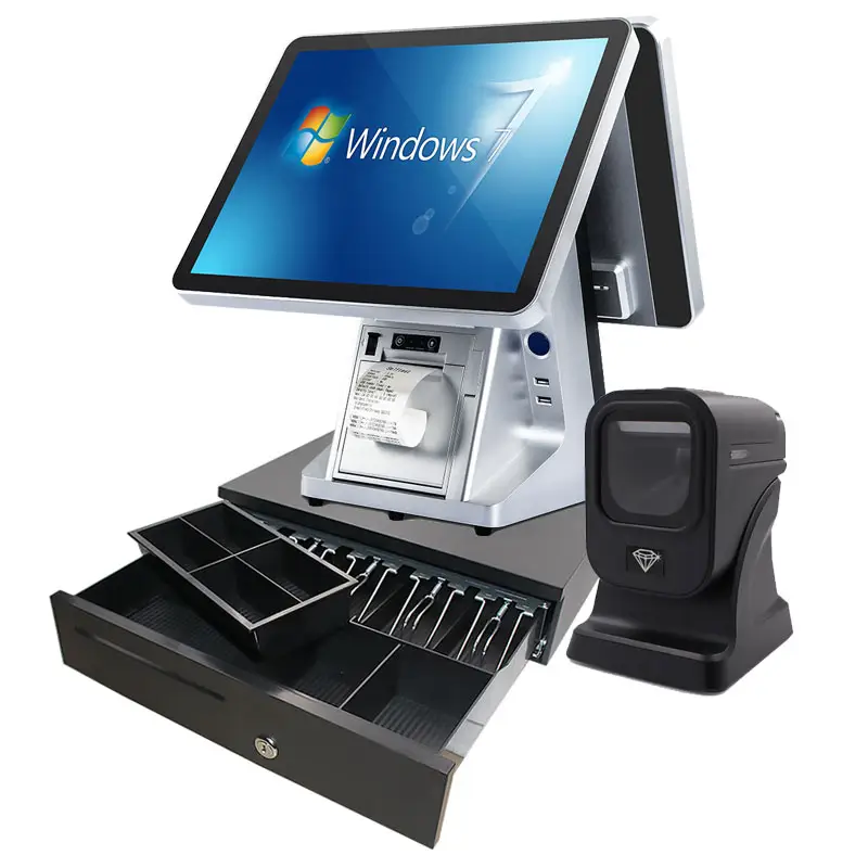 China Lieferant Windows Pos Terminal 15,6 Zoll Dual-Bildschirme Pos Maschine Touchscreen Registrier kasse. Pos system <span class=keywords><strong>android</strong></span>