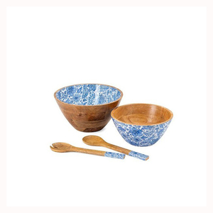 Bol de service en bois de manguier avec design émaillé, cuillère, dîner, hôtel, ustensiles de luxe, bol à fruits, ustensiles de cuisine, hôtel - Product Image 1