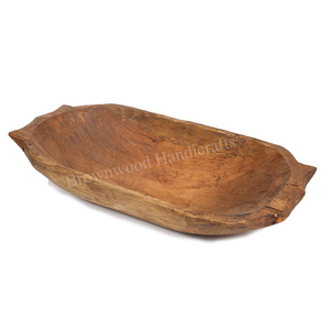 Bol de service à pâte en bois fait main au design élégant pour servir un bol à bougie sculpté en bois personnalisé de fournisseur indien de confiance - Product Image 1