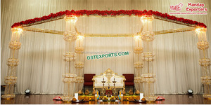 Mandap de cristal en espiral glorioso para bodas y fiestas indias Decoraciones de bodas doradas - Product Image 3