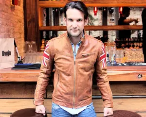 Leather Jacket in Distressed Brown Color - Men,s 100% MKL-115