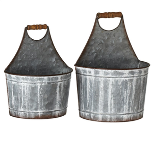 Vases muraux suspendus en métal galvanisé, 10 pièces, pour fleurs, décor mural de Style ferme - Product Image 1