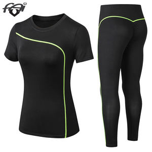 Ensemble de yoga réversible en coton 100% pour femmes grandes tailles, haut à manches courtes, pantalon long, séchage rapide, vêtements de sport de plein air - Product Image 5