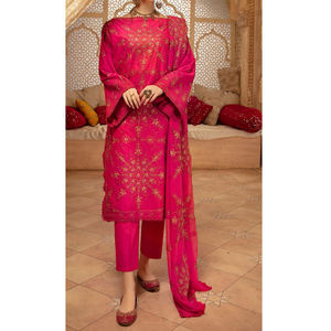 ชุดปากีสถานแบบไม่เย็บปักสำหรับผู้หญิง,ชุดปากีสถานมีสไตล์สำหรับผู้หญิงเสื้อกางเกง Dupatta 3ชิ้นสำหรับสนามหญ้า - Product Image 5