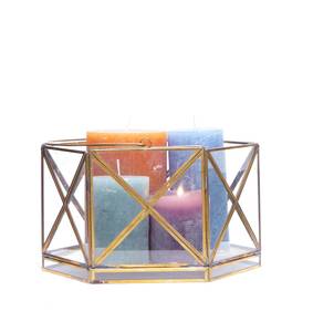 ทำด้วยมือทองเหลืองกรอบโคมไฟแก้ว - Product Image 1