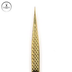 Pince à épiler professionnelle pour cils en acier inoxydable doré, logo personnalisé, marque privée, pointe fermée, nouveau design - Product Image 3