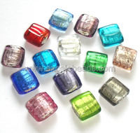 Perles en verre soufflé de couleurs mélangées DIY du fabricant, avec feuille d'argent, fantaisie, de haute qualité, trou de 2 mm pour la fabrication de bijoux