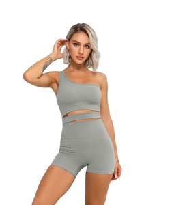 ชุดเลกกิ้งสปอร์ตไร้ตะเข็บสำหรับผู้หญิงและเด็กผู้หญิงเสื้อแขนกุดลายสีพื้น - Product Image 3