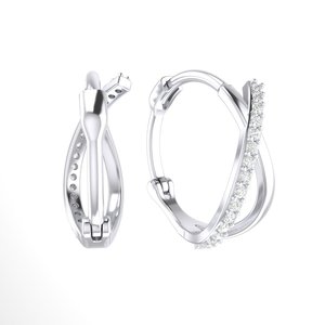 Boucles d'oreilles créoles CZ géométriques pour femmes élégantes Nouveau 10K/14K/18K Or massif Designs Tendance Argent Plaqué avec Perle pour Cadeaux de Fêtes - Product Image 3
