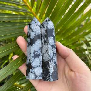 Tour de flocon de neige obsidienne naturelle, 1 pièce, flocons de neige, tour en cristal de guérison, en AGATE élégante - Product Image 2