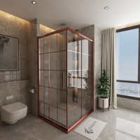 Cabine de douche carrée sans cadre de luxe personnalisée en usine avec design côtier, plateau en ABS, verre de 6 mm, garantie 1 an