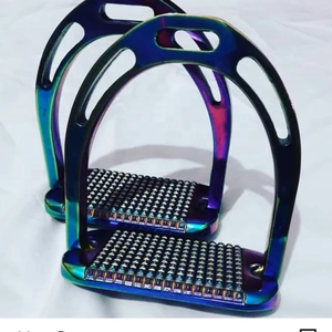 Estribo de seguridad con revestimiento de titanio, con almohadilla de goma, silla de montar ecuestre ligera, accesorios, equipo de montar a caballo - Product Image 3