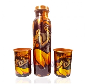 Antique Wooden Finished Copper <b>Water</b> Bottles Exporter Copper Bottle Decorative Hammered Design Copper <b>Water</b> Bottle - Product Image 6