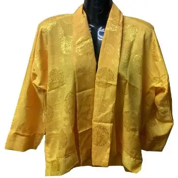 التبتية الأصفر Chuba بلوزة بأكمام طويلة الديباج تصاميم يتم ارتداؤها تحت اللباس أو بلوزة مفتوحة سترة 2021