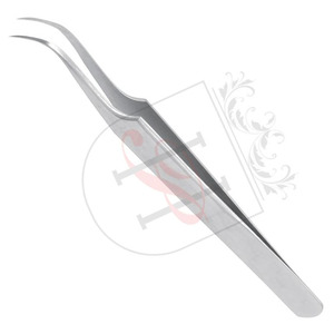 Pinzas de volumen de punta estrecha clásica curvada fuerte de acero inoxidable, en Color satinado, Etiqueta Privada, Punta curvada, volumen - Product Image 2