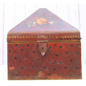 Caja de madera pintada a mano, diseño único, caja de madera hecha a mano en color rojo para regalo - Product Image 4