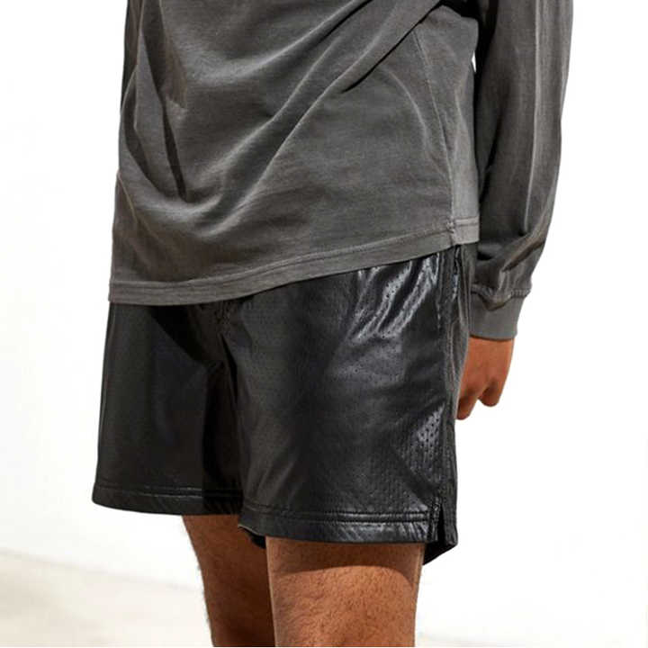 Men's Real Cow Leather Black Cargo Shorts With  Zip Pakistan Made Good Quality Leather Shorts