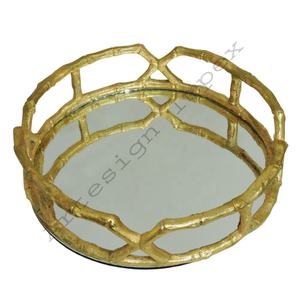 Plateau de service décoratif en aluminium doré écologique personnalisé en gros Organisateur de présentation de bijoux au détail fait à la main - Product Image 1