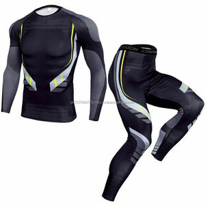 Ensemble de survêtement personnalisé, combinaison de sport de Compression, fermeture éclair, vêtements de course, exercice d'entraînement, collants pour hommes, ensembles de gymnastique - Product Image 2