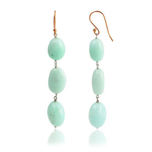 Manufacturer classic simple design rose gold plated <b>earrings</b> 925 sterling <b>silver</b> chrysoprase gemstone <b>dangle</b> drop <b>earring</b> - Product Image 1
