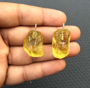 หินควอตซ์ธรรมชาติมะนาวอัญมณี92.5เงินสเตอร์ลิงไม่ผ่านการบำบัดจี้หินหยาบเครื่องประดับสำหรับผู้หญิงขายส่ง - Product Image 3