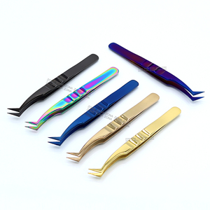 Pince à épiler professionnelle pour cils en acier inoxydable, légèrement courbée, à pointe lisse, outil de précision pour l'application d'extensions de cils - Product Image 3