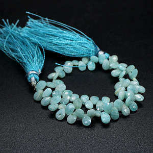 Amazonite naturelle 6x4mm Poire verte Briolette perles coupées 8 pouces brin perles de pierres précieuses - Product Image 2