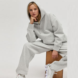 Survêtement gris surdimensionné pour homme, ensemble 2 pièces, sweat à capuche et pantalon de survêtement, avec cordon de serrage, tenue de fitness, nouvelle collection 2021 - Product Image 1