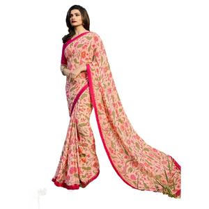 พิมพ์ Saree สีชมพูกับเสื้อ surat alphanumero - Product Image 4