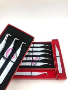 Recubrimiento de polvo blanco de alta calidad, 90 grados, nuevas pinzas de extensión de pestañas de acero inoxidable con logotipo personalizado, instrumento de belleza - Product Image 3