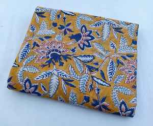 Sanganeri Fabric, Cotton Flower Print Hand Block Print Fabric - Product Image 4