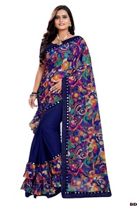 ผ้าคอตตอนปักลายตารางสำหรับผู้หญิงอินเดียดีไซน์ลายดอกไม้ผ้าคอตตอนบานาราซีชุดปาร์ตี้ใหม่ - Product Image 2