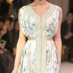 ELEGANT---PRINTED <b>FABRIC</b>---CAFTAN---Dress with BEAUTIFUL--ZARI--Embellished work--FOR-- PARTY-WEAR & Wedding--2021-- - Product Image 1