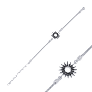 Sun Black Zircon Stone <b>Charm</b> <b>Bracelet</b> Handmade Wholesale Turkish 925 Sterling <b>Silver</b> Jewelry - Product Image 5