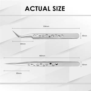 Kit de Pinzas para Pestañas Profesionales de Acero Inoxidable, Más Vendidas, MOQ Bajo, Duraderas, Reutilizables, con Logotipo Personalizado, 10 mm de Longitud - Product Image 3