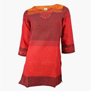 Jersey de verano de algodón 100% para mujer, estilo Kurtis, logotipo bordado, sudaderas con capucha anticontracción de talla grande para mujer, suministro OEM - Product Image 2