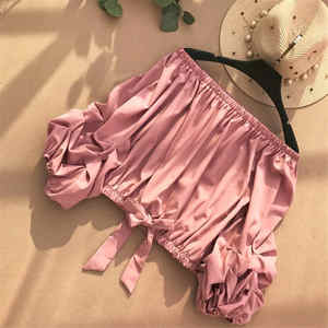 Heliar — chemisier de petite taille pour femme, épaules dénudées, manches bouffantes, haut court, été, 2019 - Product Image 3