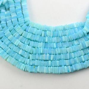 ESPACIADOR cuadrado de piedras preciosas, Ópalo azul cielo liso Heishi suelto, cristales, joyería, collares, cuentas - Product Image 2