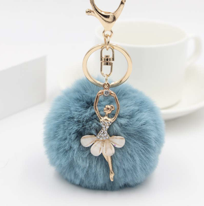 Nhà Máy Hàn Quốc Phong Cách Keyring Phụ Nữ Fluffy Keychain Mềm Puffy Đồ Chơi Plush Keychain Với Khiêu Vũ Cô Gái Mặt Dây Chuyền - Product Image 4