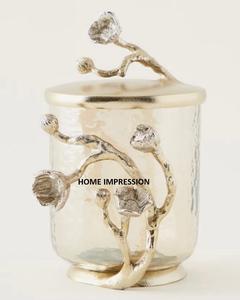 Venta caliente Utensilios de cocina Recipiente decorativo Lustre Diseñador Tapa de metal de vidrio Recipiente de lujo para la mejor venta en el precio al por mayor - Product Image 4