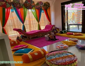 Colorido indio Mehndi/Sangeet etapa decoración Punjabi boda Sangeet función escenario accesorios Punjabi boda Mehndi evento etapa - Product Image 1